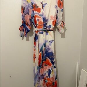 DKNY Vibrant Long Sleeve Maxi Dress